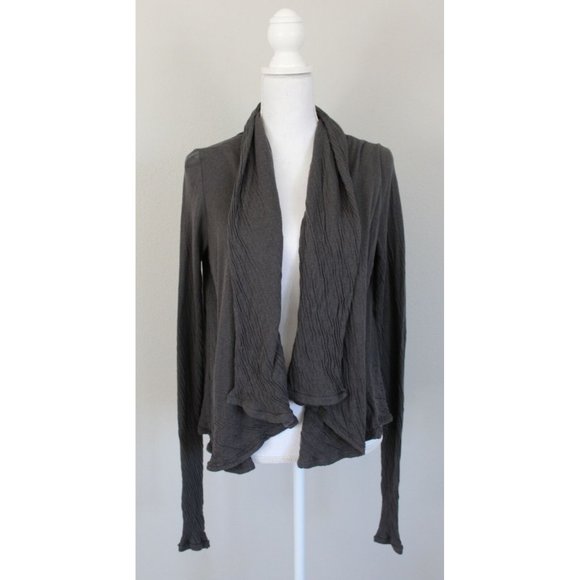 T By ALEXANDER WANG Gray Crinkled Jersey Knit Moto Draping Cardigan, XS REPAIR - Picture 1 of 8